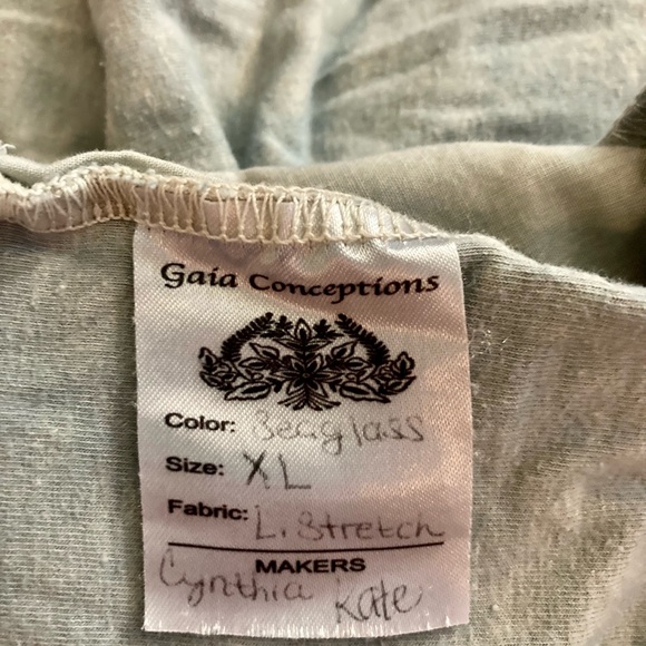 GAIA CONCEPTIONS SHAWL COLLAR ORIGAMI TUNIC ORGANIC COTTON HEMP KNIT XL SEAGLASS - Picture 3 of 15